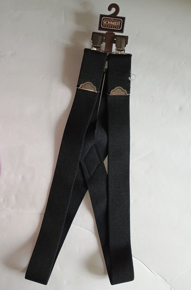 Schmidt Work Suspenders Easy Clip Adjustable 2" Poly Black Workwear NWT