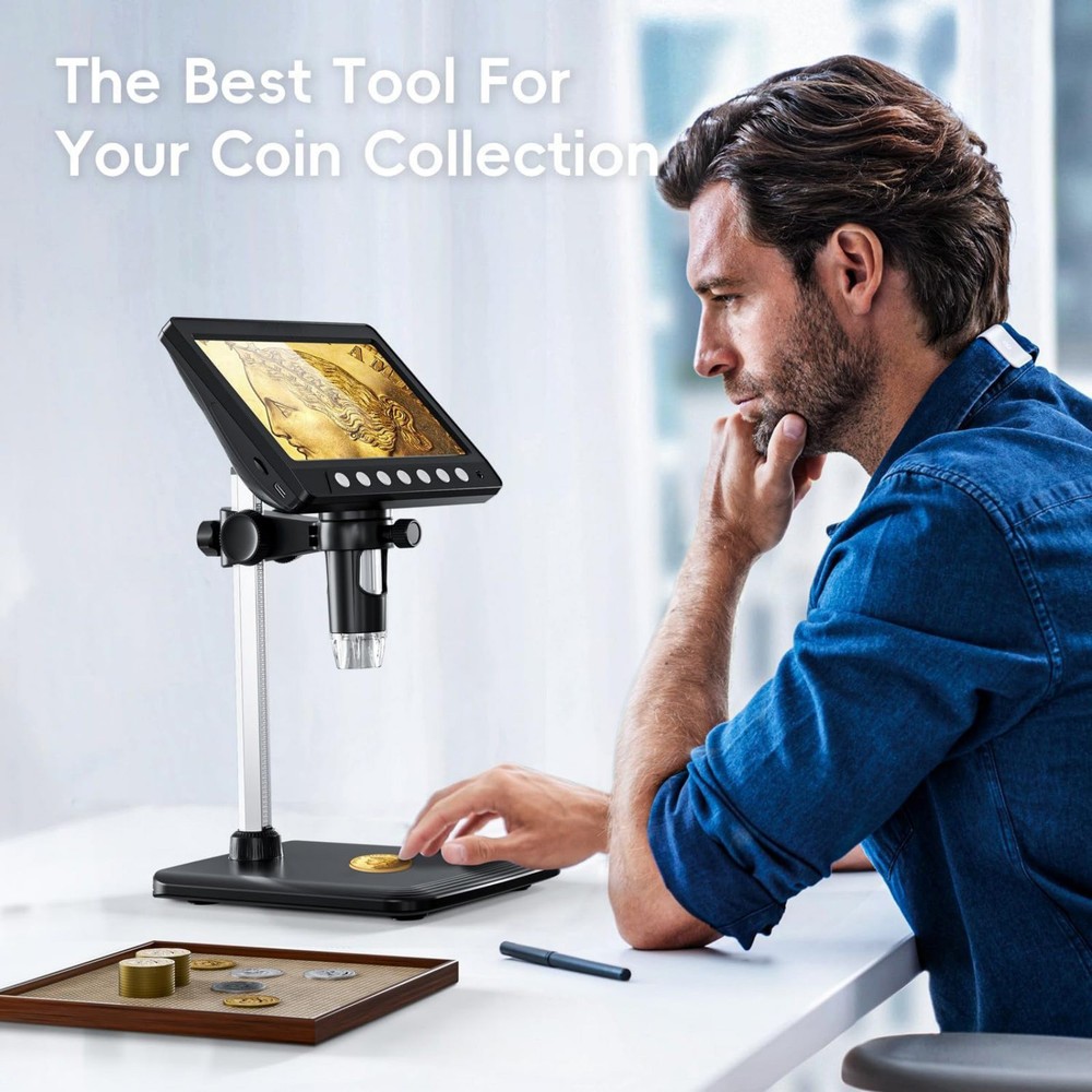7 "IPS Digital Microscope Tool 1200X 1080P Video Focusing Camera Microscope