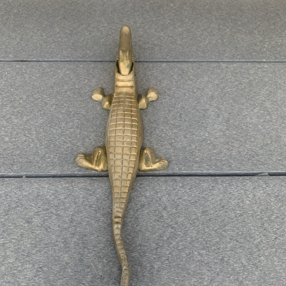 Vintage Brass Alligator / Crocodile Nutcracker 10"