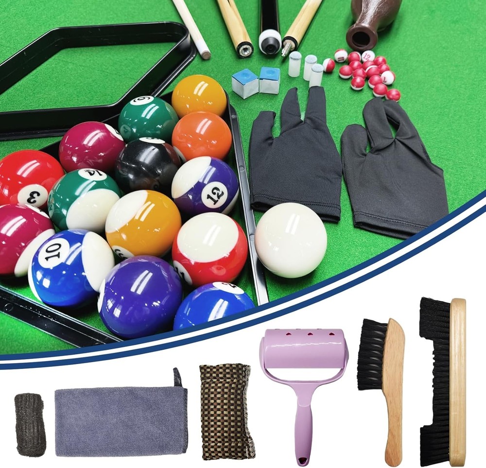 95pcs Pool Table Accessories Set - Balls, Triangle, Rack, Cue, Chalk, Tips, Stic