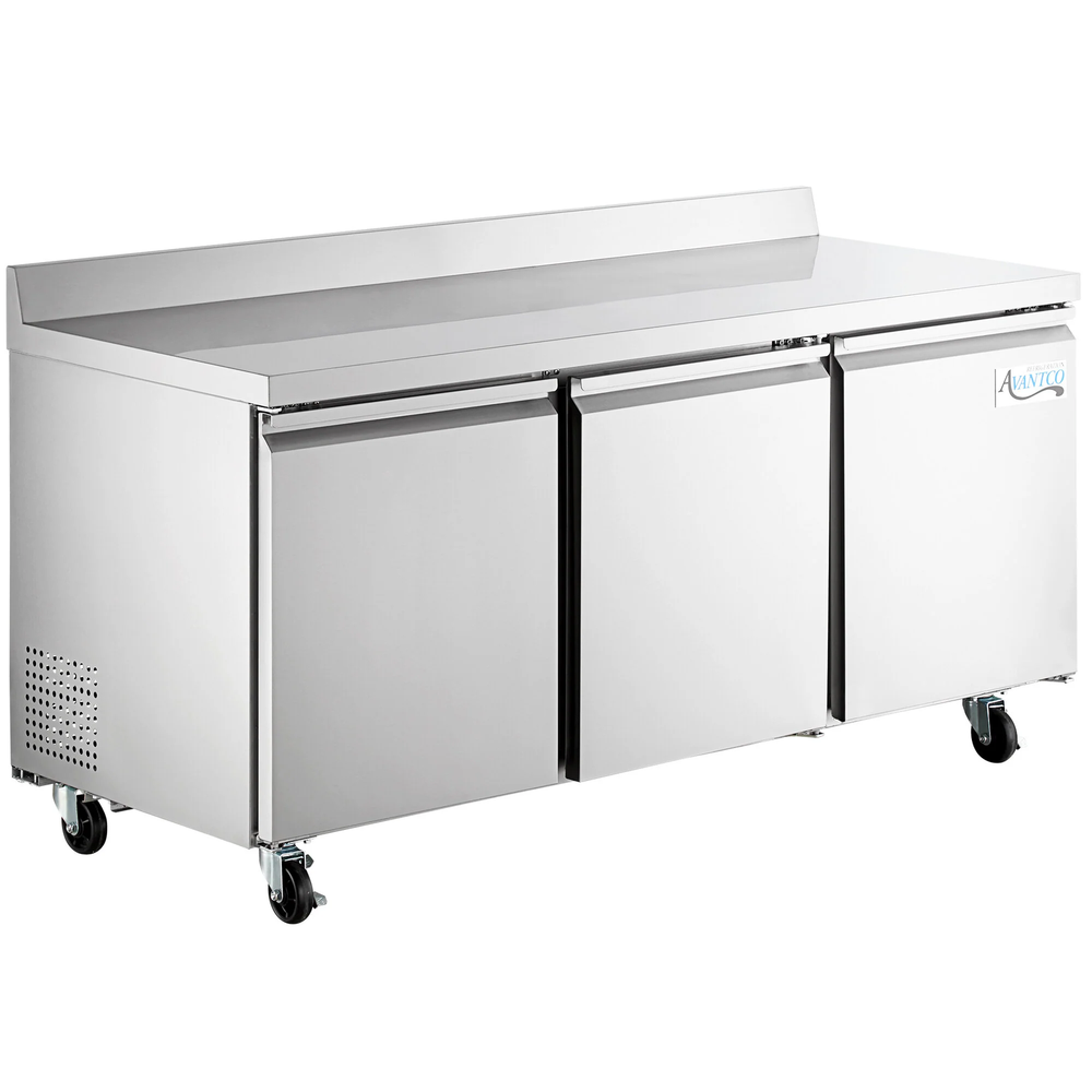 72" Three Door Worktop Refrigerator with 3 1/2" Backsplash
