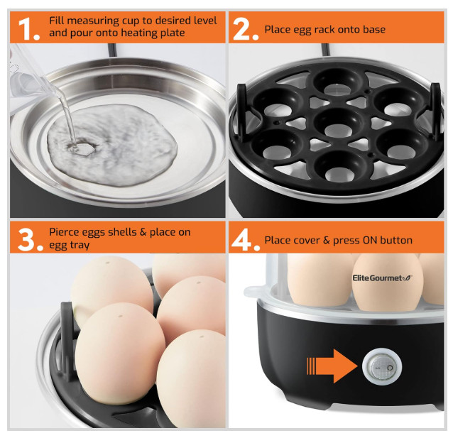 Easy Egg Cooker Electric 7-Egg Capacity, Soft, Medium, Hard-Boiled Egg Cooker