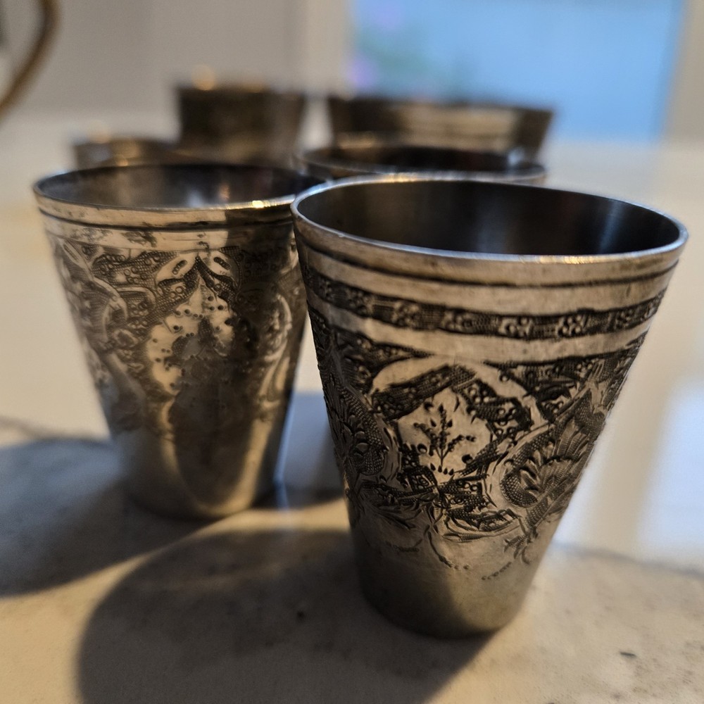 Set Of 3  Middle Eastern Solid Silver Shut Marked 84