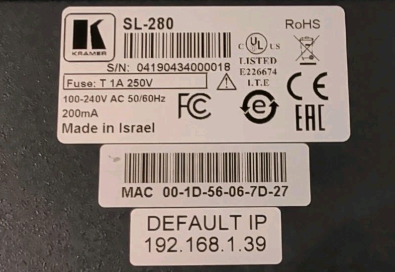 Kramer SL-280 32-Port Master/Room Controller
