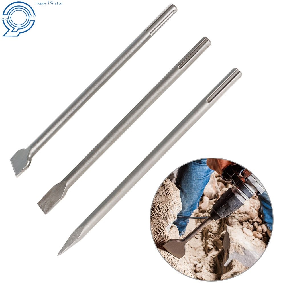 3 Pack SDS Max Bits Set Long-Point Chisel Scaling Chisel Flat Chisel 16"