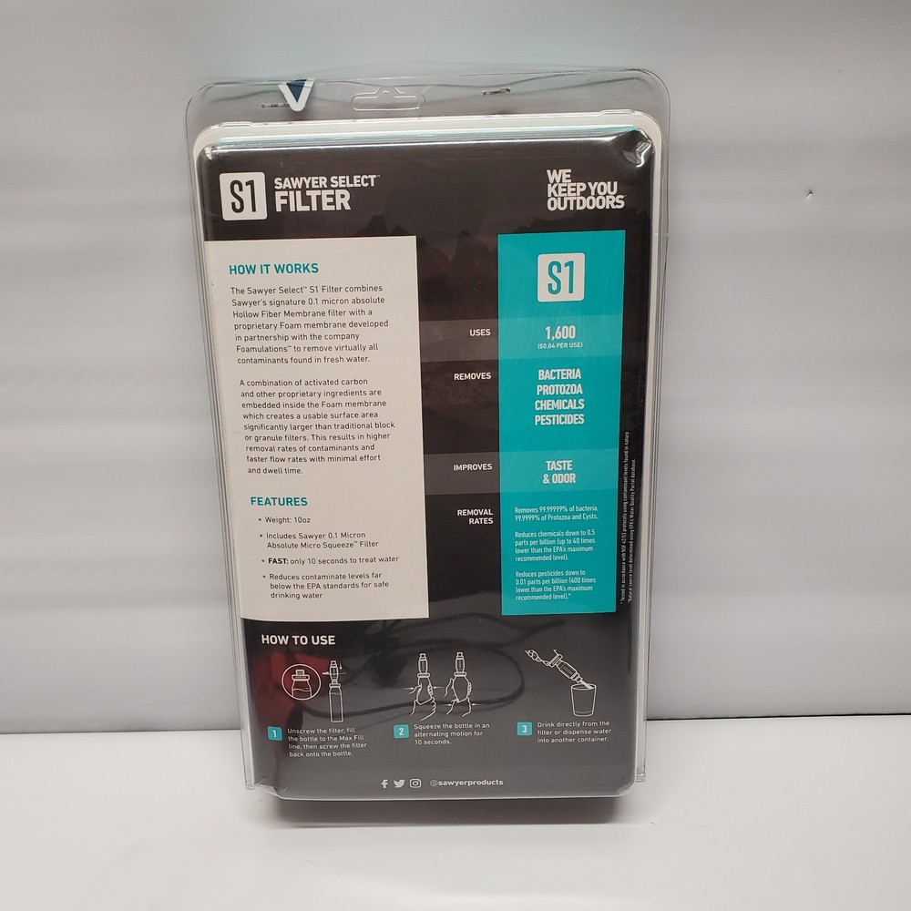 Sawyer Select S1 Filter Bottle 20 Oz Includes Micro Squeeze Filter NEW SEALED