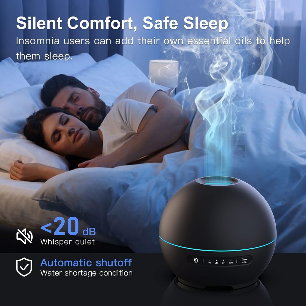 THIMONES 2 Pack Essential Oil Diffuser for Home - 200ml Black+black