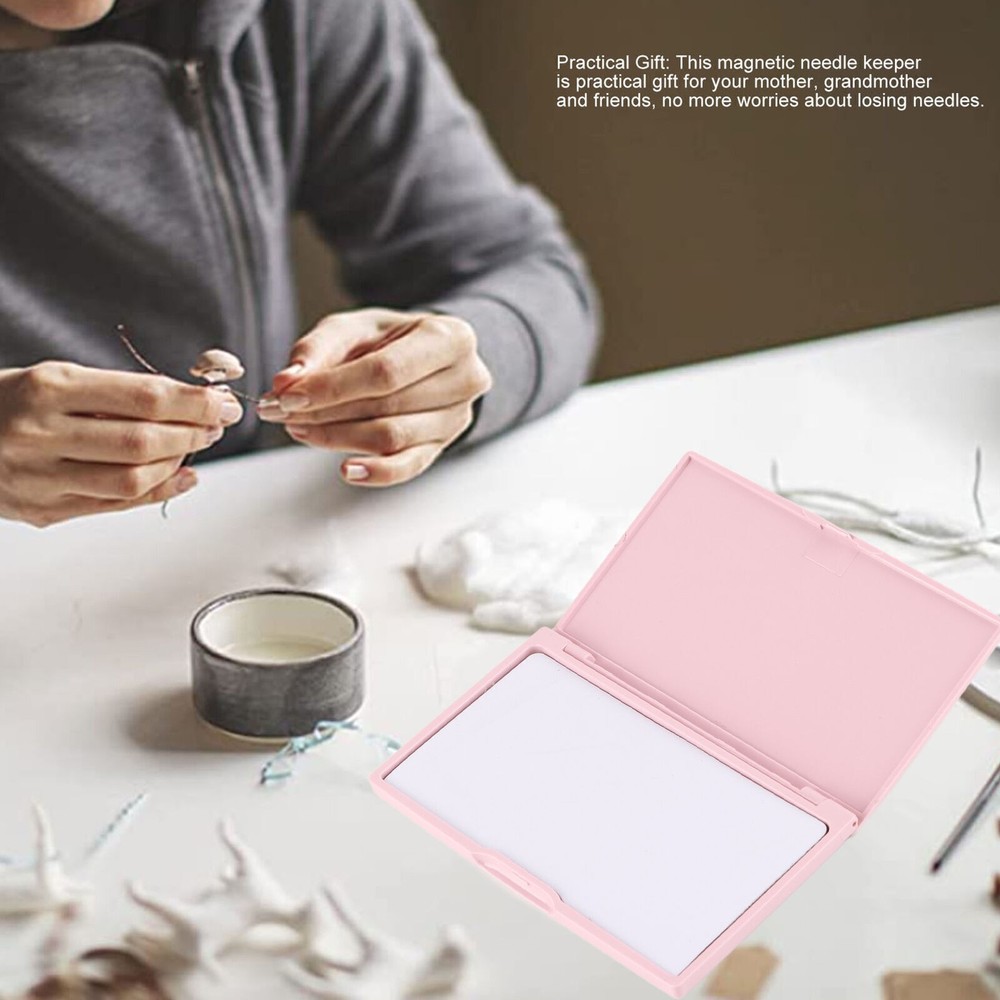 Magnetic Needle Case Pink Plastic Shell Light Portable Compact Stitching Pin