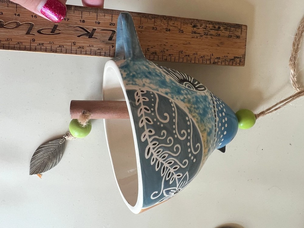 Ceramic Bird wind chimes 5" wide