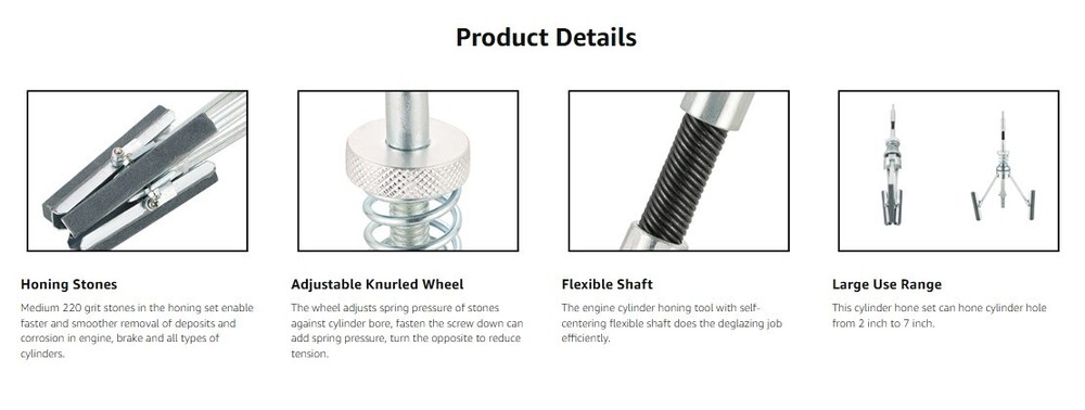 Engine Cylinder Hone Tool | 2" to 7" Diameter Adjustable Deglazer with Extra 3