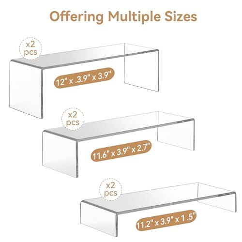 Large Acrylic Display Risers, 2 Sets Clear Rectangular Showcase Collectibles ...