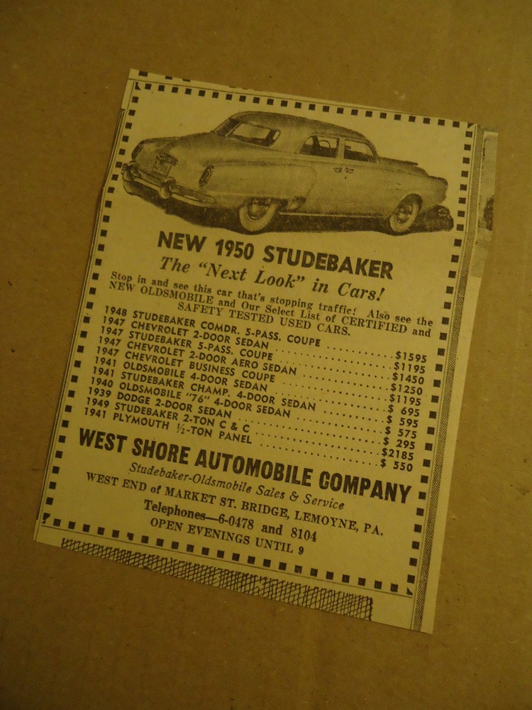 Studebaker 1950 newsprint ad