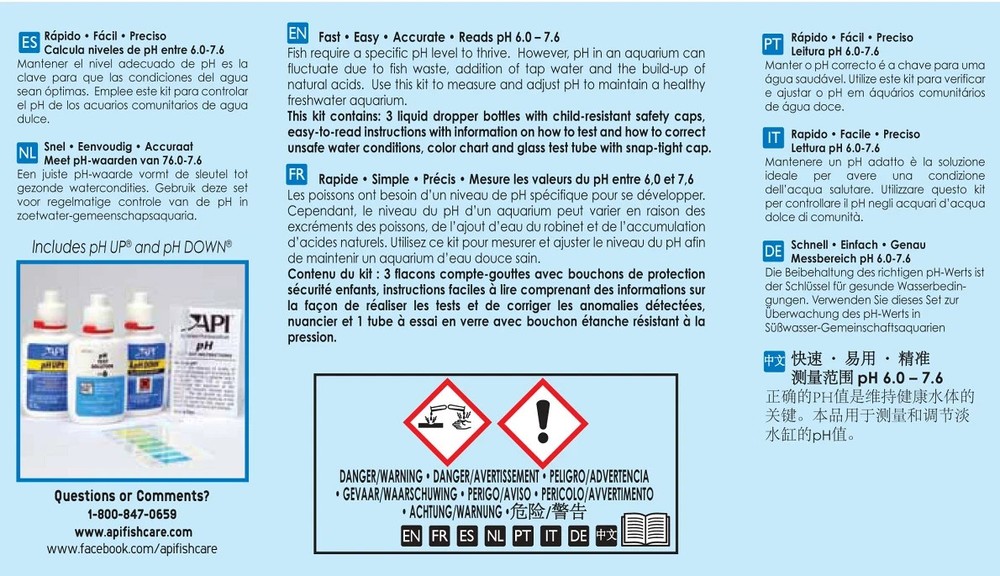 API Freshwater Aquarium pH Test Adjuster Kit 250 Tests Fish Care Solution