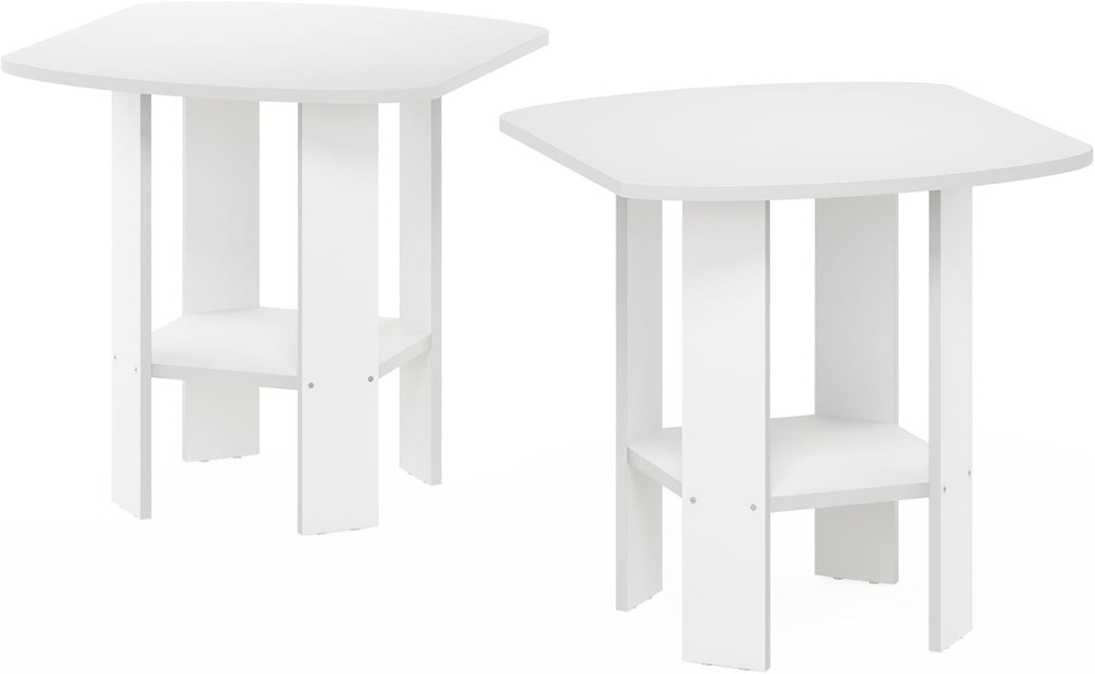 Simple Design End Table, 2-Pack, White