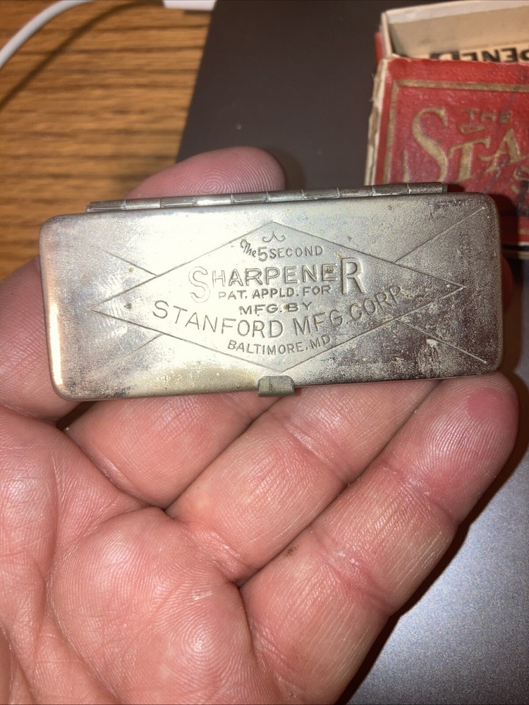 Vintage Stanford Razor Five Second Sharpener Box And Directions