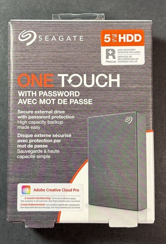 Seagate One Touch Secure External Hard Drive 5TB HDD [ BLACK ] NEW