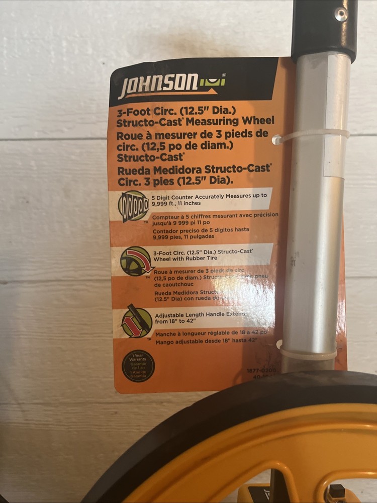 Johnson 1877-0200 Measuring Wheel, Telescoping Handle, 3 Ft. Circumference T24A