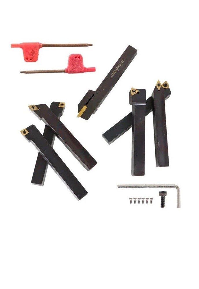 7PC Carbide Indexable Turning Tool 1/2" Lathe Tool Bit Set Thread Insert Holder