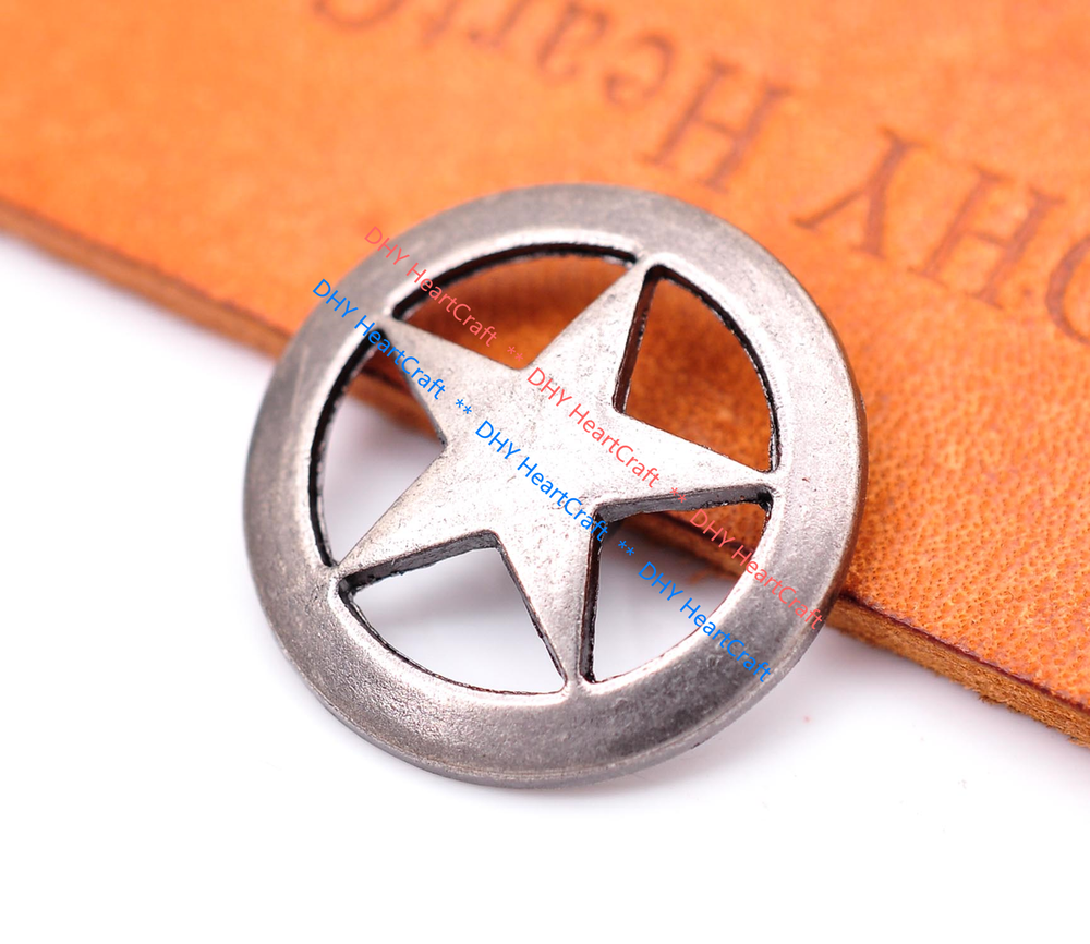 1" Nickle Western Texas Star Leathercraft Belt Stud Rivet Button SCREW BACK 10PC
