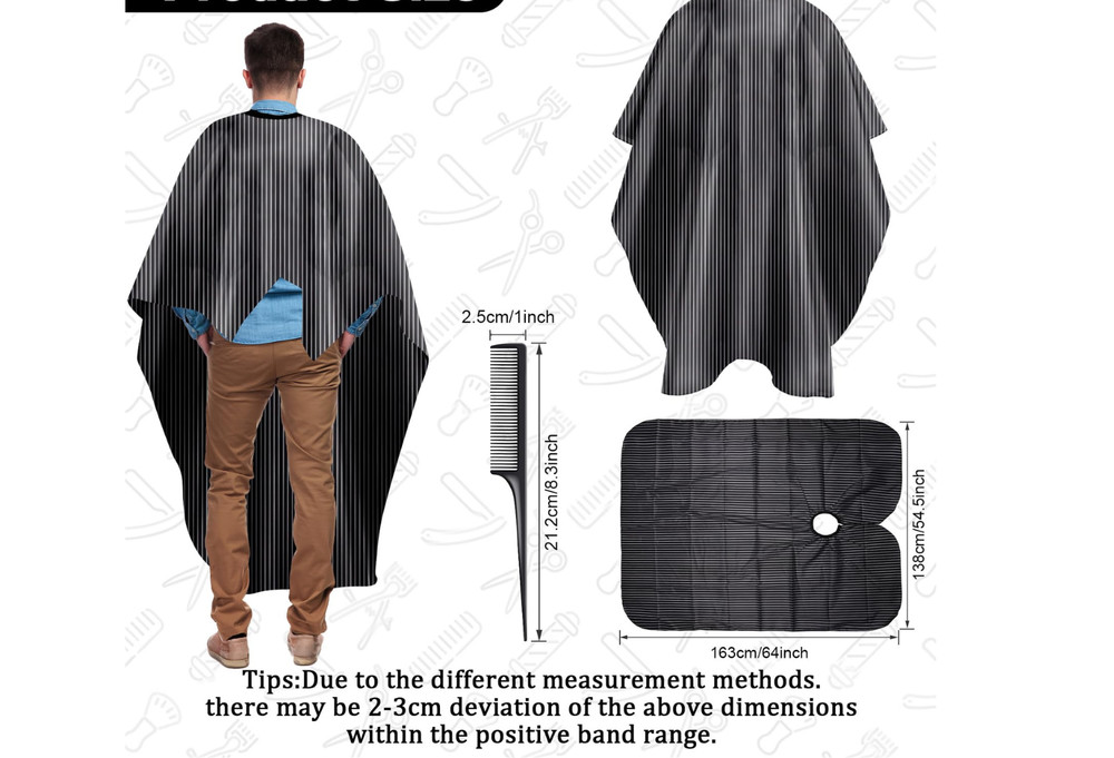 Barber Cape with Combs Polyester Hairdressing Accessories Stripe