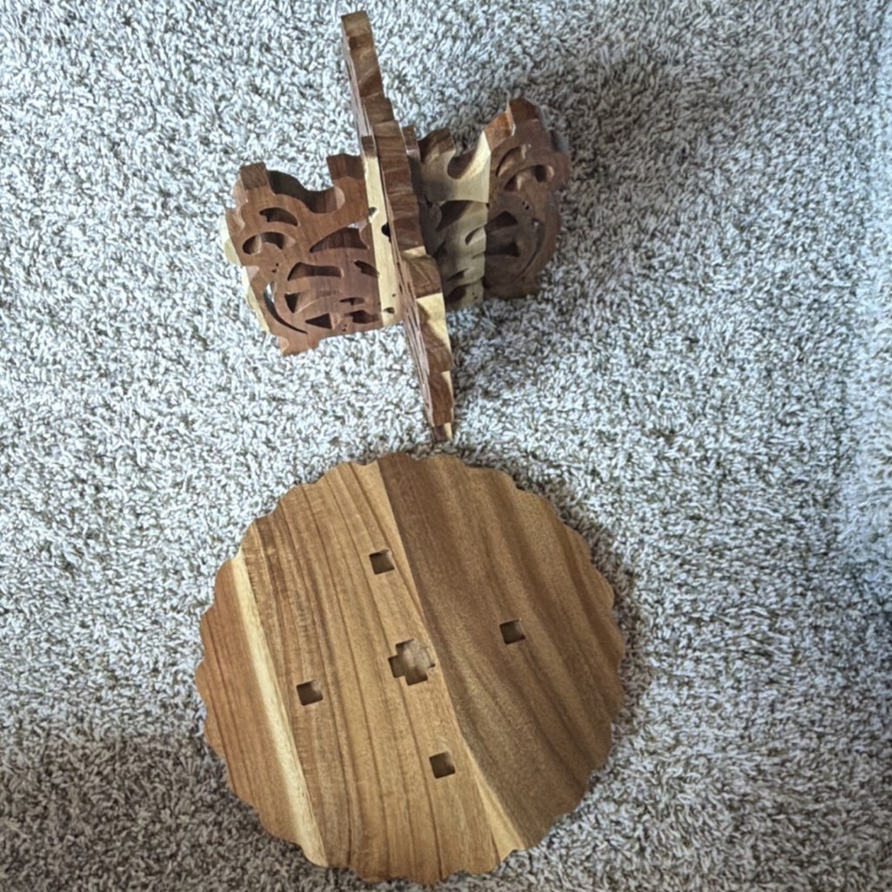 Wooden Round Foldable Detachable Book Stand Brown