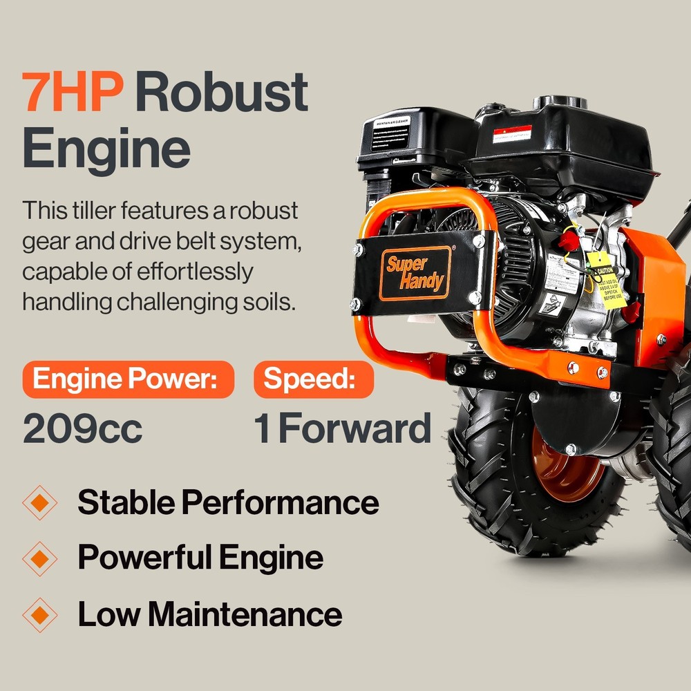 SuperHandy Rear Tine Tiller - Engine