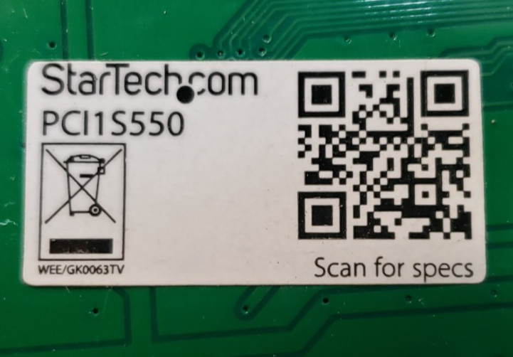 Startech.com PCI1S550 serial adapter card High Profile