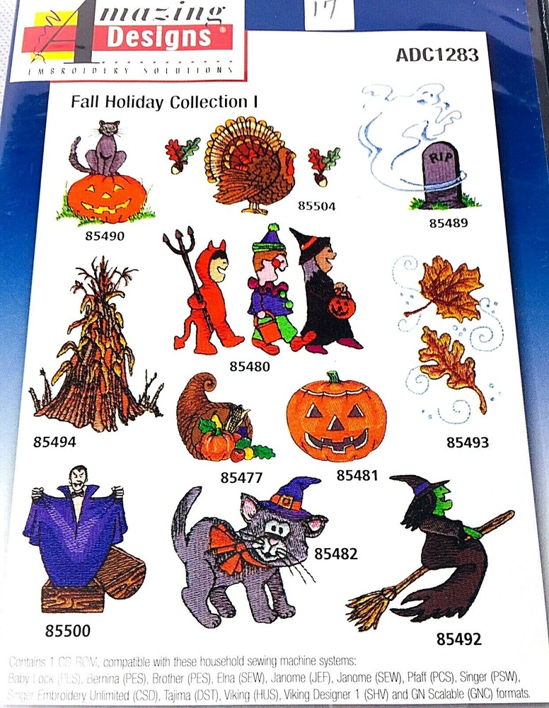 Amazing Designs Embroidery Software Fall Holiday Collection 20 Designs