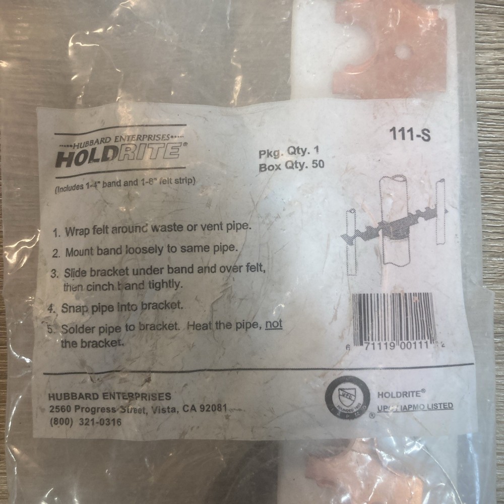 Holdrite 111-S Prefab Copper Pipe Support Sink Kit