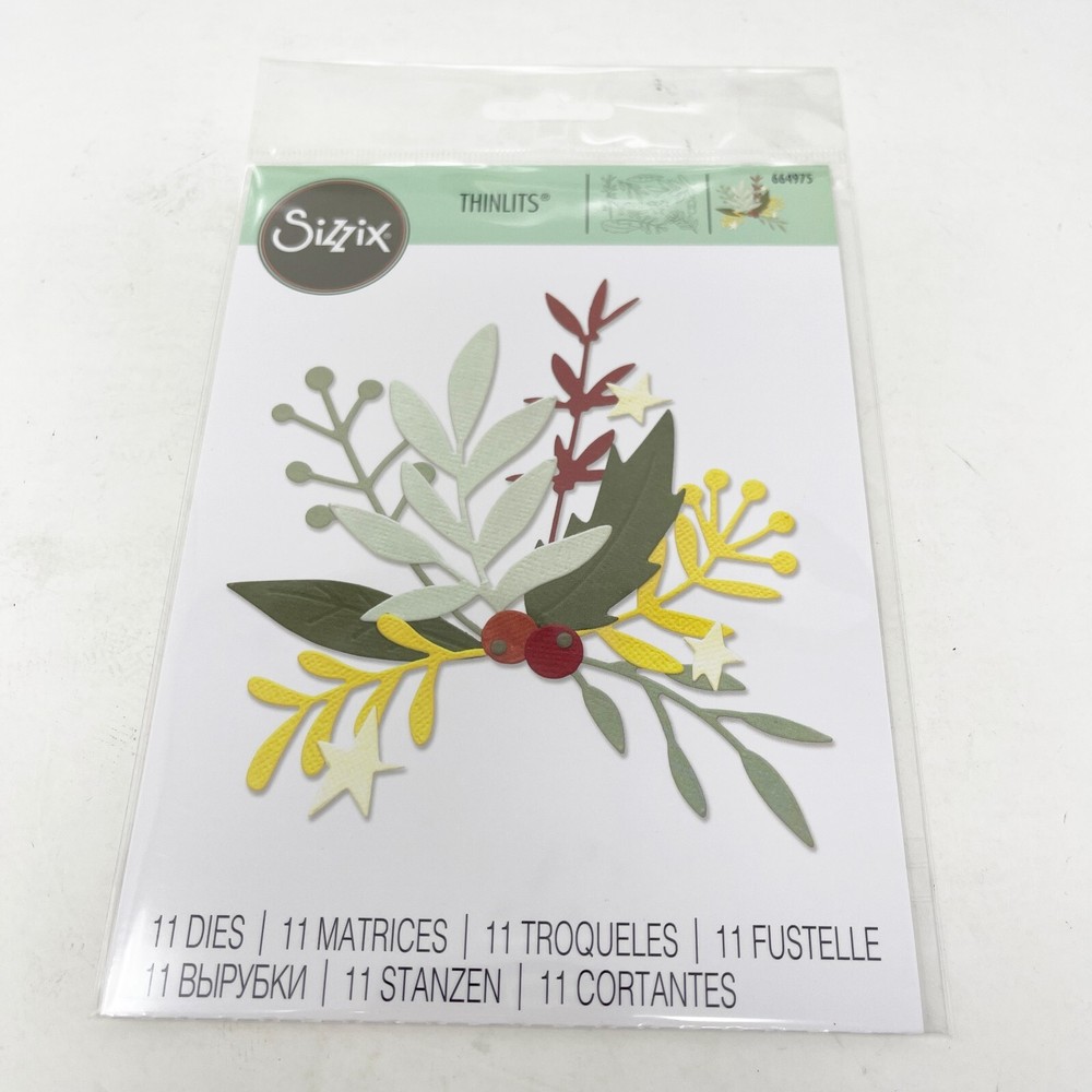 Sizzix Thinlits Christmas Cutting Dies Bundle Holly Mistletoe Winter NEW