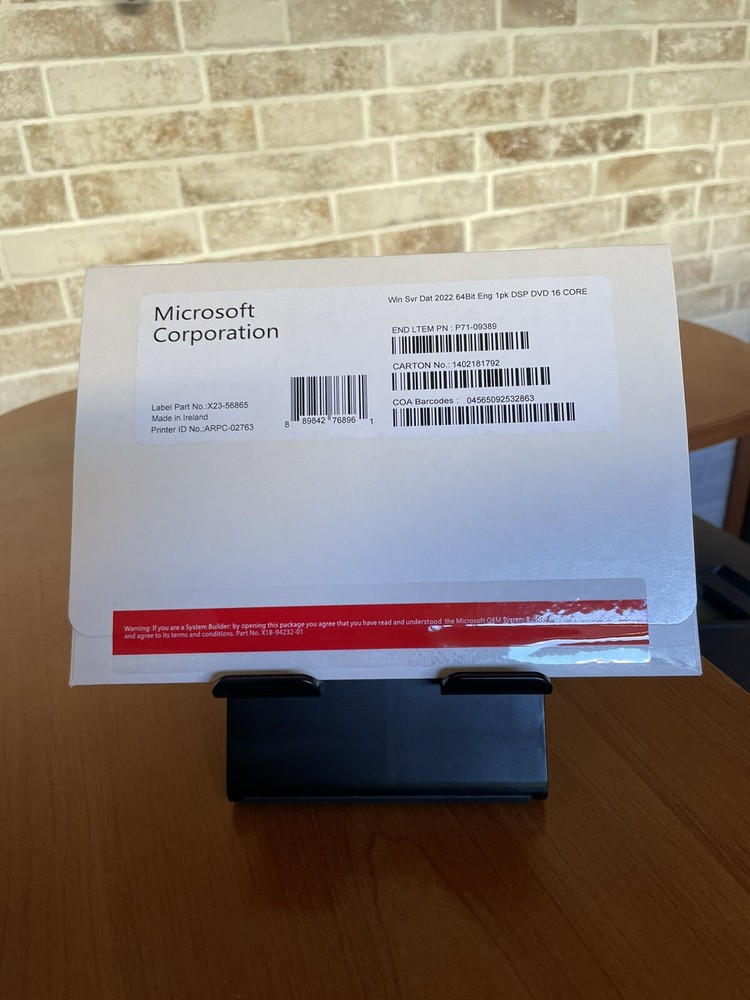 Microsoft Windows Server 2022 Datacenter, Original DVD, 64-bit 16CORE.