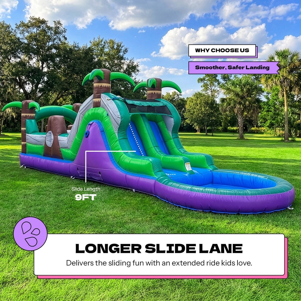 POP JUMP Tropical 28' Obstacle Course with Slide