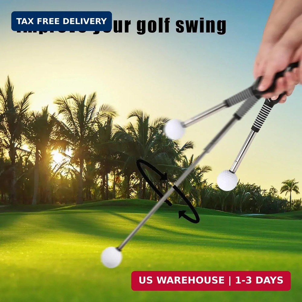 Retractable Golf Swing Training Aid, Portable Golf Grip Click Stick Trainer with