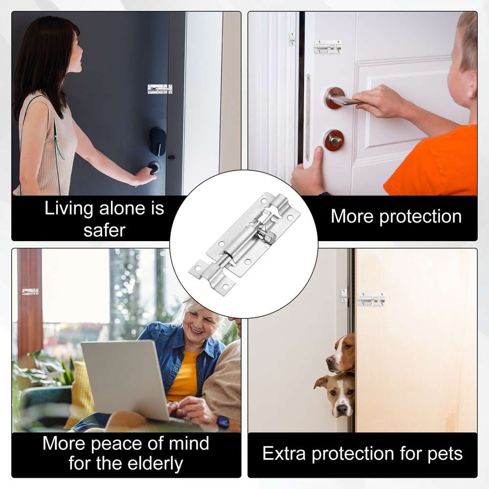 4-Pack Barrel Bolt Latch, 3" Slide Bolt Latch for Inside Doors