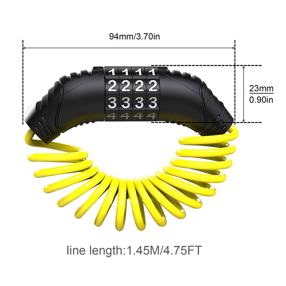 Four-digit Coded Cable Lock Combination Lock Portable Motorcycle Bicycle 1m Lock
