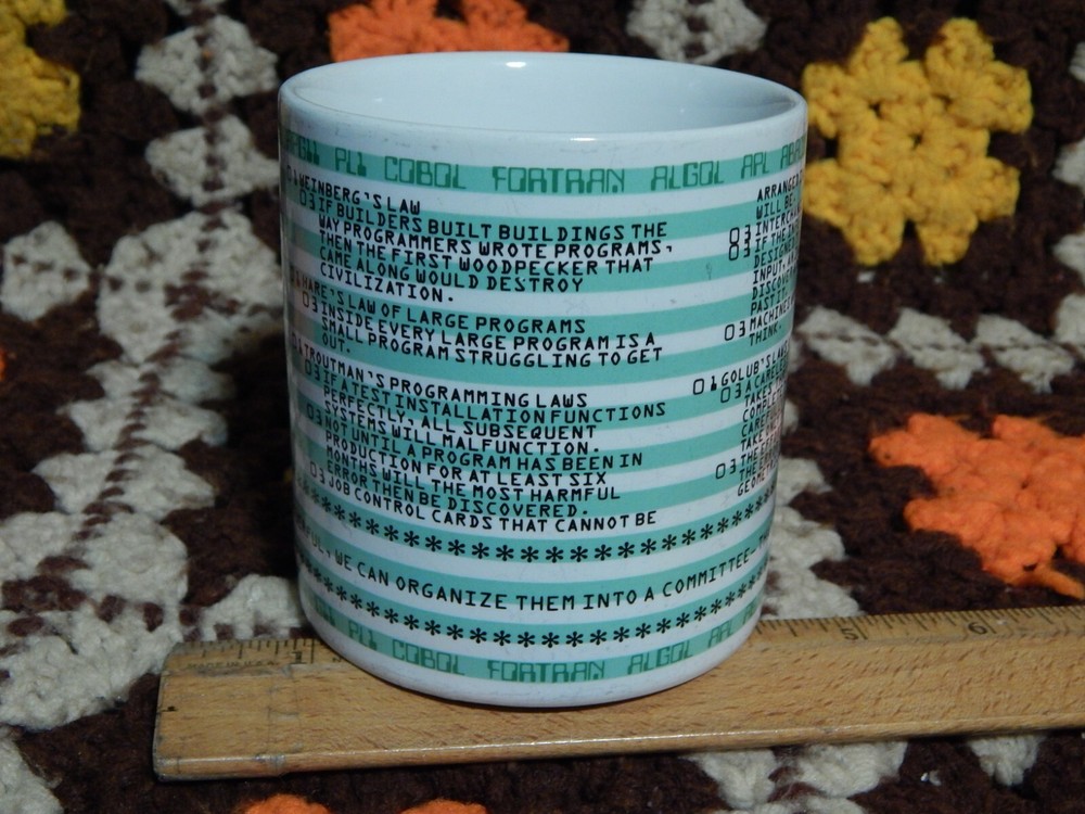 Kenneth Grooms ~ Computer Programming (1982) Ceramic MUG Coffee CUP Art 101