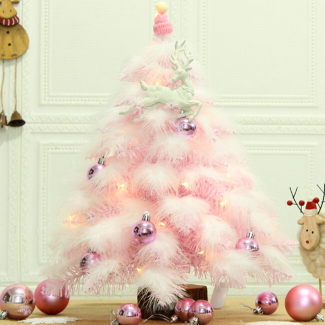 Mini Christmas Tree Feather Decoration Cedar Desktop Tabletop Home Ornament