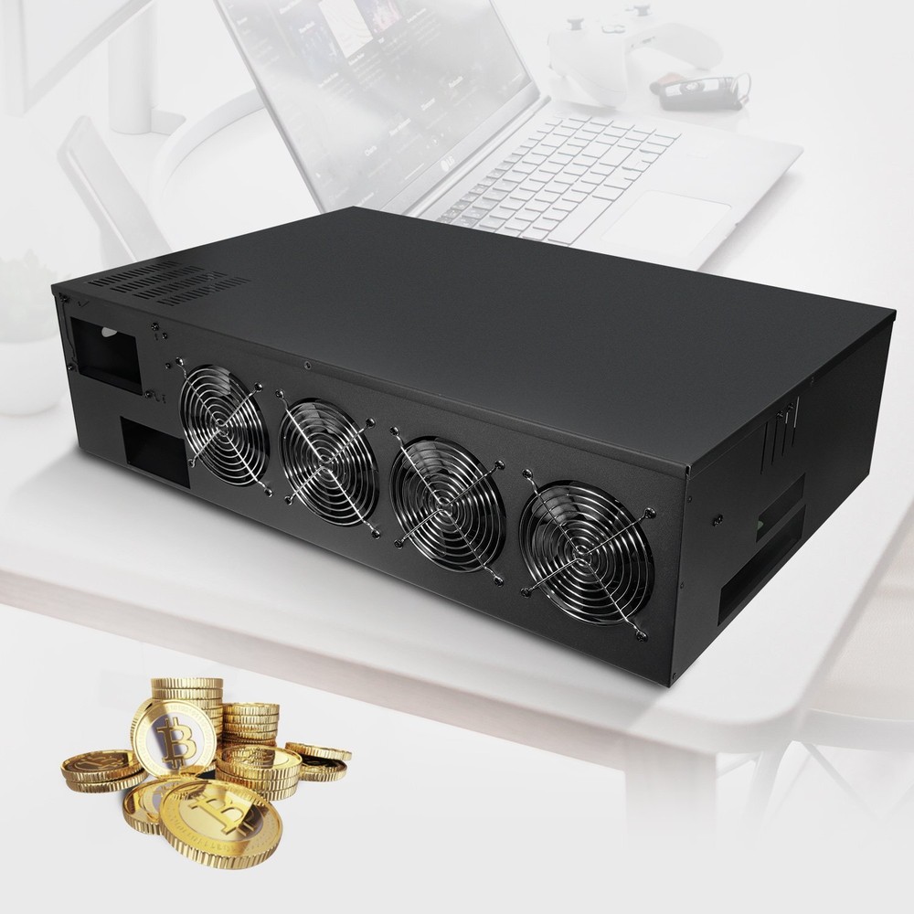 ETH BTC Mining Rig Case 8 GPU Ports Mining Frame W/ Mining Motherboard CPU RAM