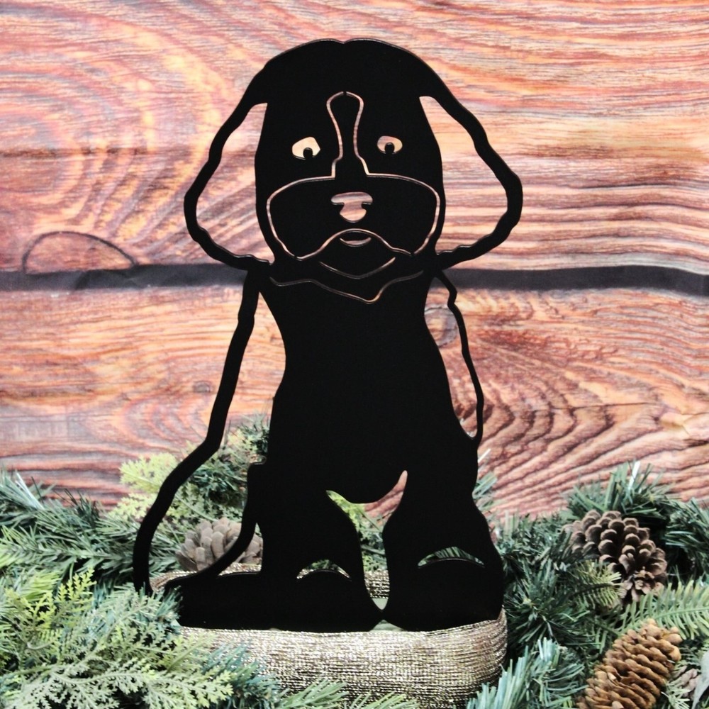 Cavapoo Black Metal Dog Silhouette