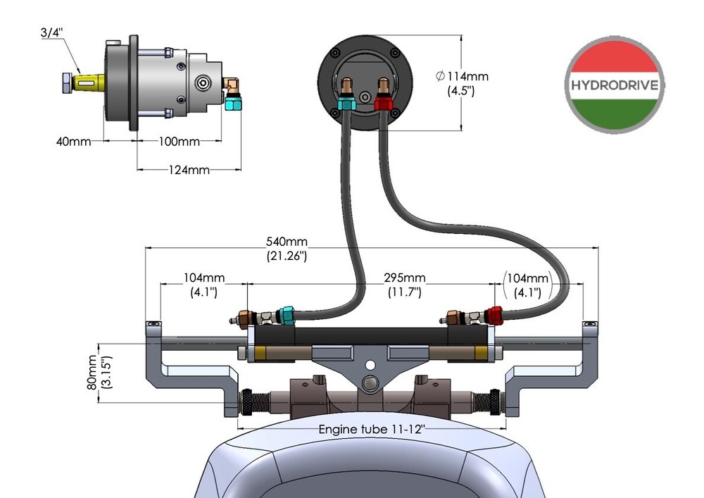 MF175WTS Outboard Hydraulic Steering System with Slider Cylinder