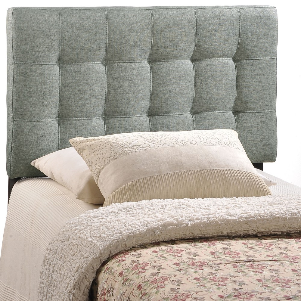 Modway Tufted Upholstered Fabric Square Twin Size Headboard in Gray