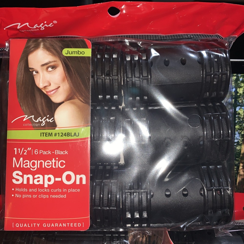 MAGIC COLLECTION MAGNETIC JUMBO ROLLERS 1 1/2" 3/ 6 PACK BLACK - Total 18 roller