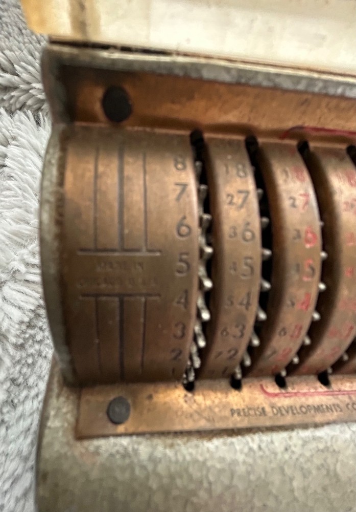 Vintage Precise Mechanical Adding Machine Lever Handle - 1940s - Chicago - Works