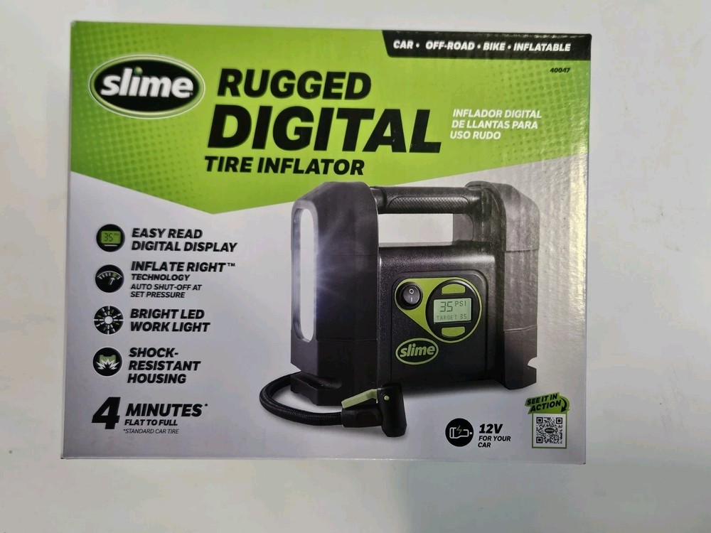 Portable Car Air Compressor, Rugged, Inflate Automatic Shut Off, Digital Display