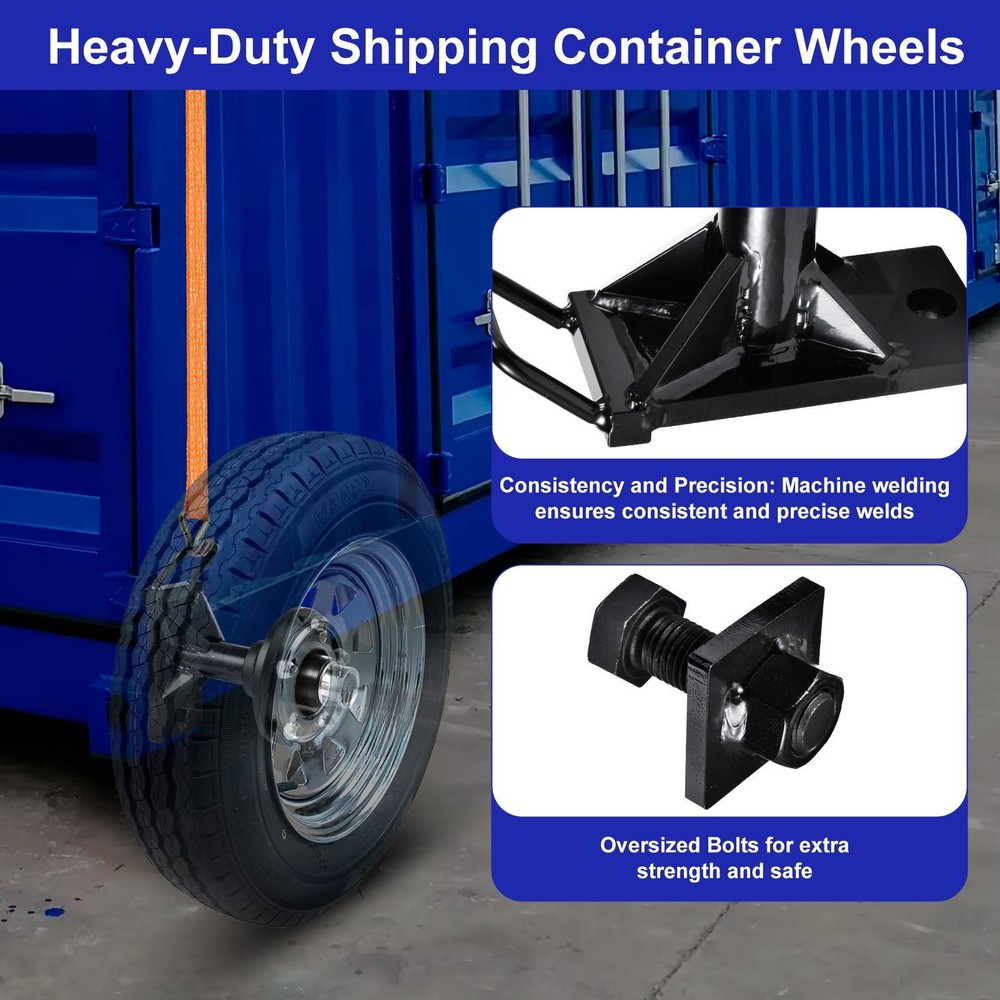5 x 5.5 Lug 8800LB Shipping Container Wheels, Bolt-on Spindle Kit NEW