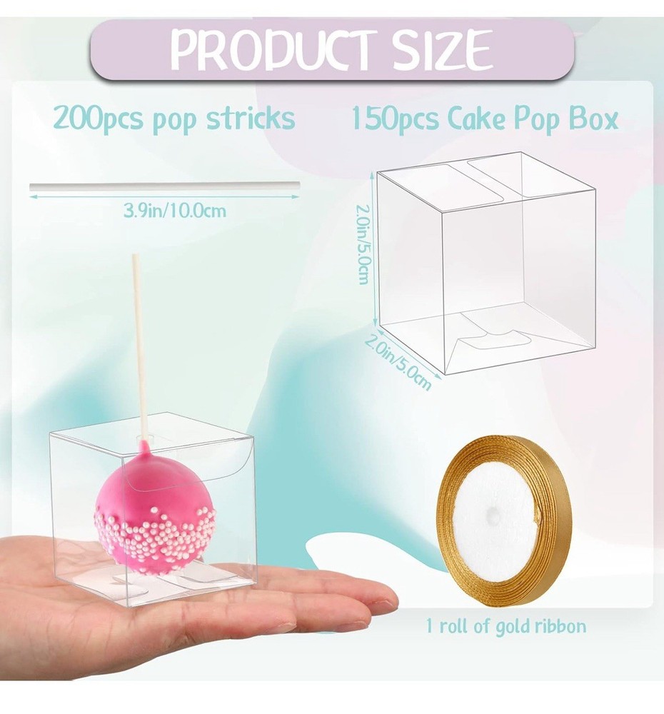 Tuanse 150 Packs Clear Cake Pop Holder