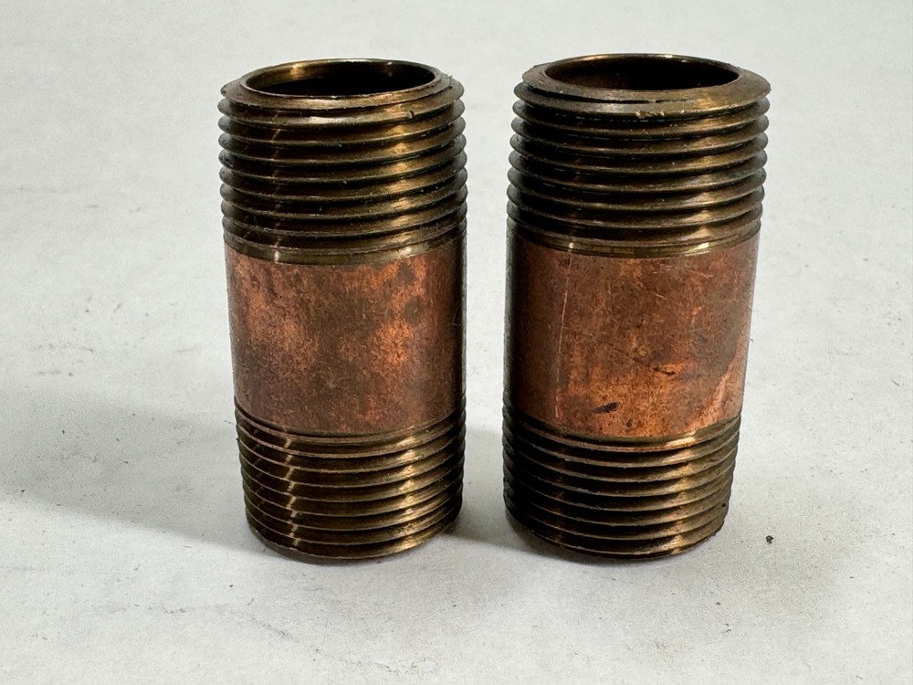 (2-PACK) Brass Nipple 3/4" NPT Schedule 40 x 2" Long, Thread Both Ends