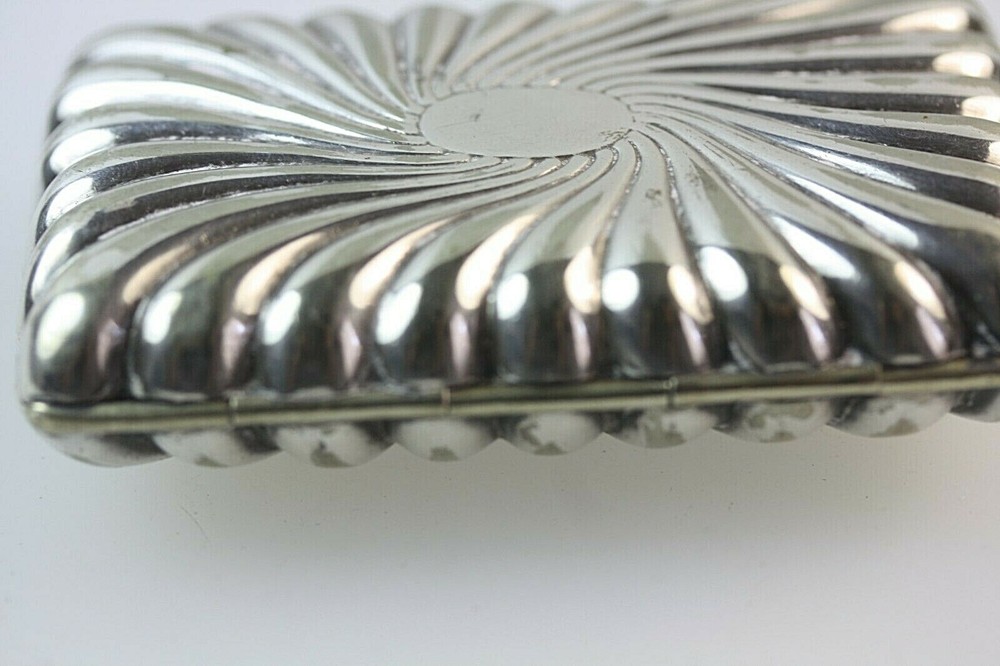 Antique Solid Silver Cigarette Case Golfer Enamel inset