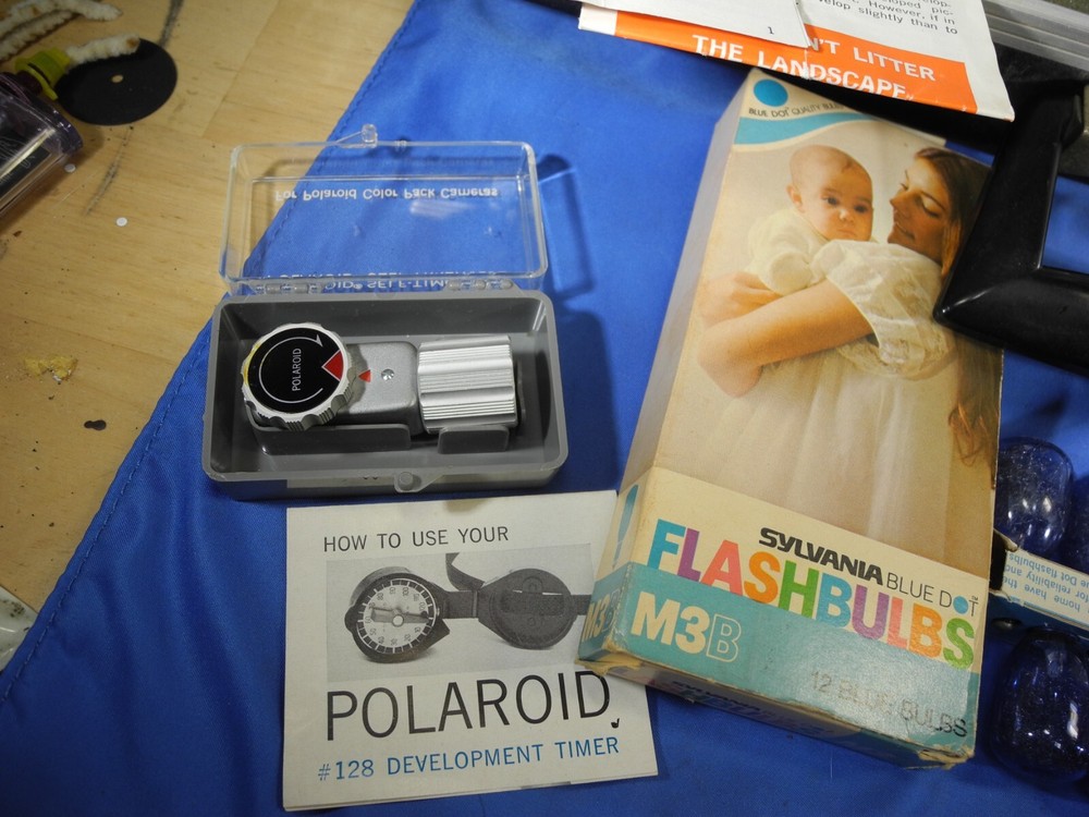 Polaroid automatic 103 land camera w/ flash & many accessories & New Battery!