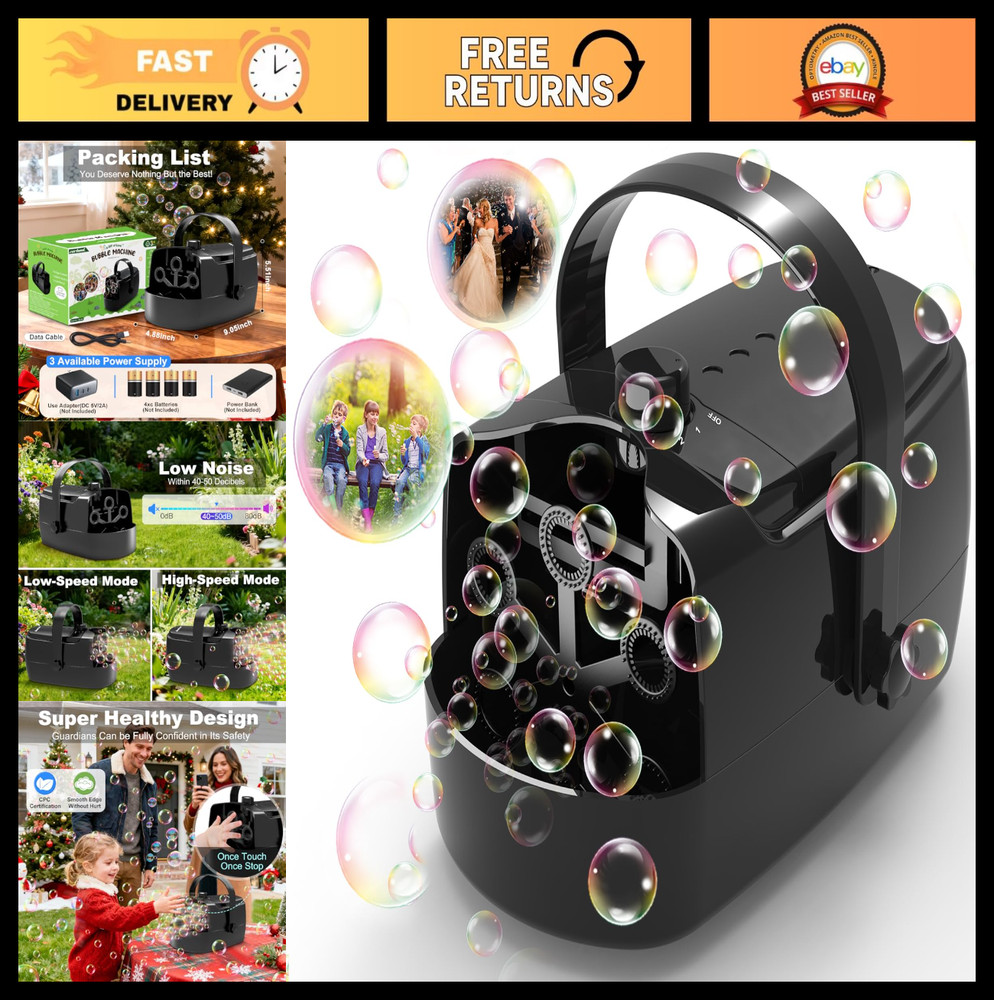 Automatic Bubble Machine - 18000+ Bubbles/Min, Durable Bubble Blower for Kids, B